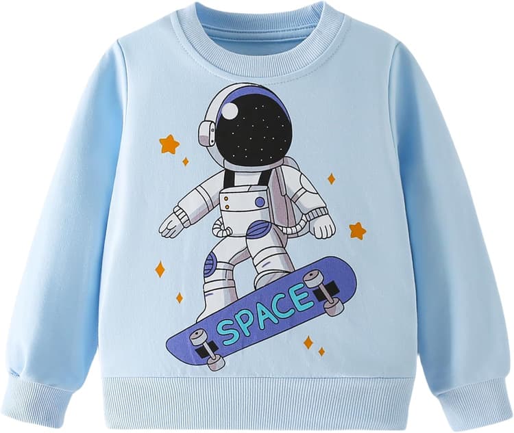 Sweat Enfant Garçon Col Rond Sweatshirt Garçon Dinosaure Excavateur Pull Enfant Coton 2-7 Ans