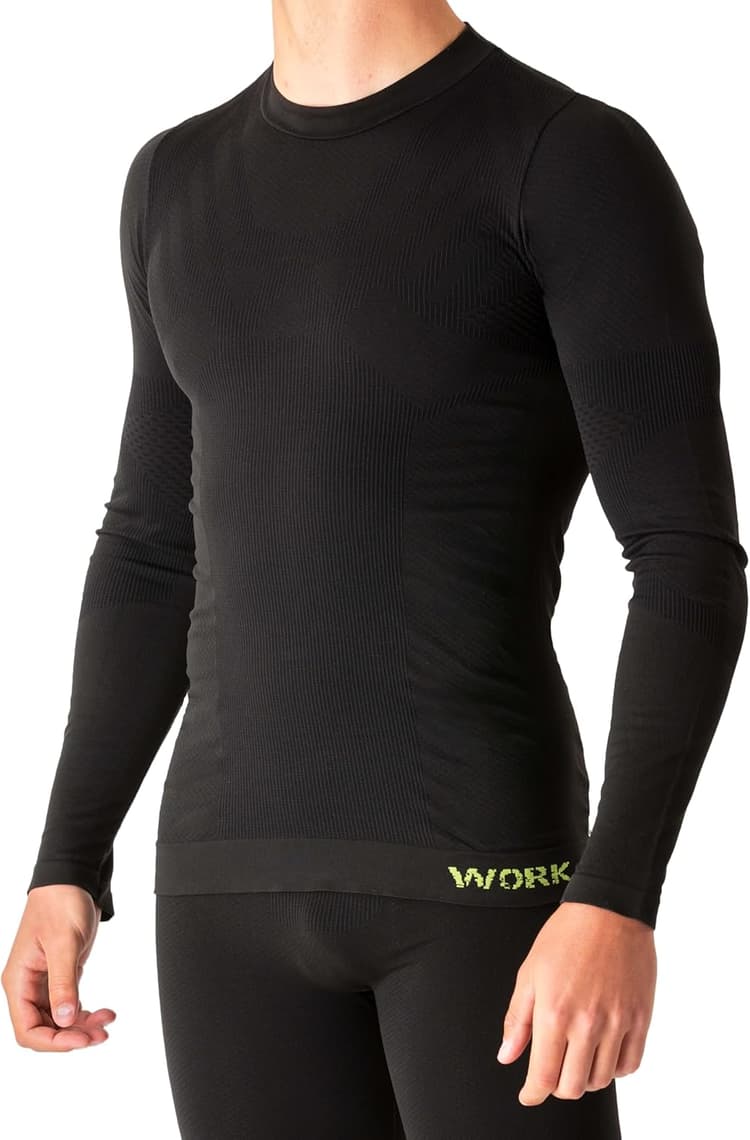 Tee Shirt Homme Thermique Manches Lounges du Travail - sous Vetement Thermique Homme Èlastiques, Respirant, Chaud, sans Coutures ni Ètiquettes - Made in Italy