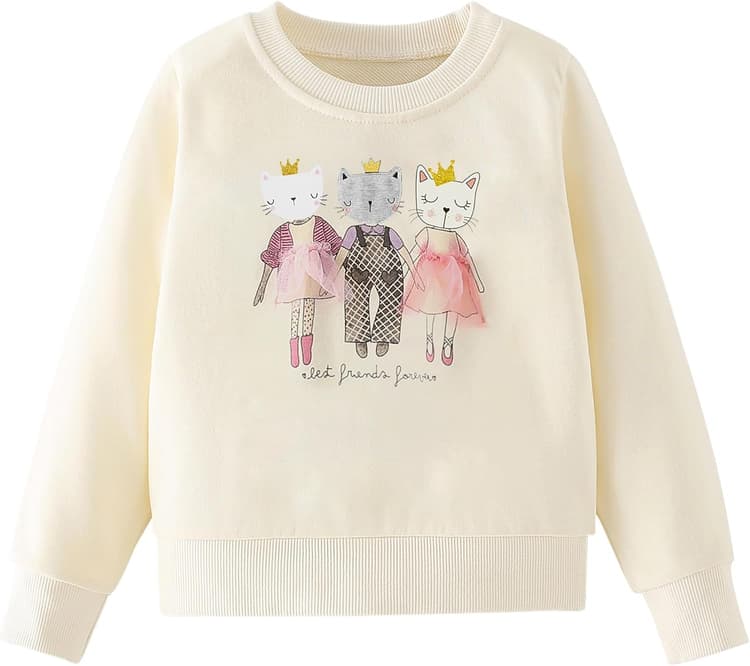 Sweatshirt Fille Pull Enfant Fille Sweat Licorne Fille Coton Manches Longues Col Rond Pullover pour Enfants 2-8 Ans