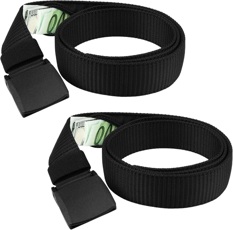 2 Pièces Ceinture Cache Billets de Voyage 110 X 3.2cm, Porte-Monnaie avec Cachette Secrète, Portefeuille Antivol avec Poche pour Randonnées, Sports