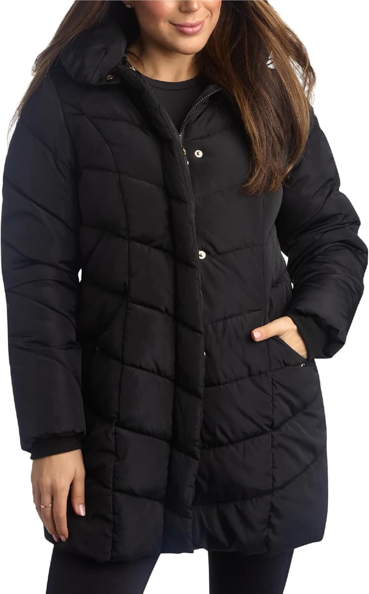Steve Madden Womens Long Puffer Coat - Heavyweight Insulated Fall Winter Jackets for Women Windproof Long Length Bubble Parka