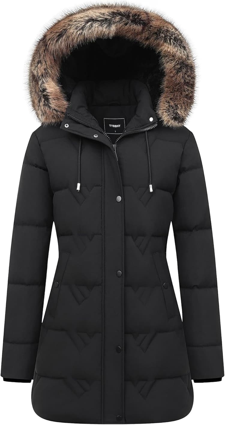 Women's Winter Coat Waterproof Long Insulated Parka with Detachable Hood