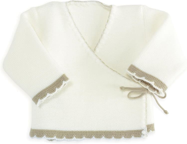 Trois Kilos Sept Mixte Bébé -1600 Brassière En Point Mousse Blanche Et Beige, Multicolore (Blanc Et Beige), 0 M EU