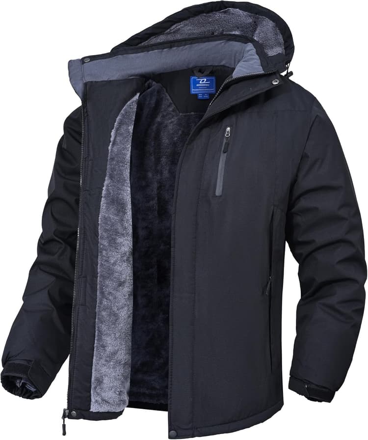 Homme Veste De Ski Imperméable De Montagne Manteau D'hiver Extérieur En Polaire Veste Travail Homme Blouson Homme Hiver En Polaire Coupe-Vent Avec Capuche