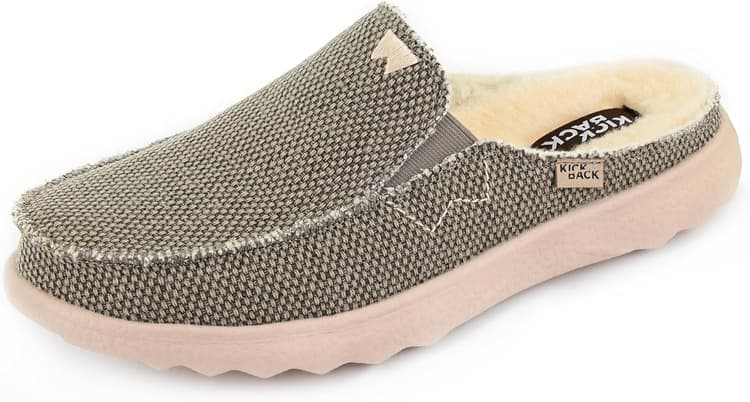 Kickback Chaise 2.0 Woolie - Mocassins pour Hommes - Chaussures légères sans Talon pour Hommes - Chaussures en Daim et en Toile avec Doublure en Laine et Semelles intérieures Amovibles matelassées