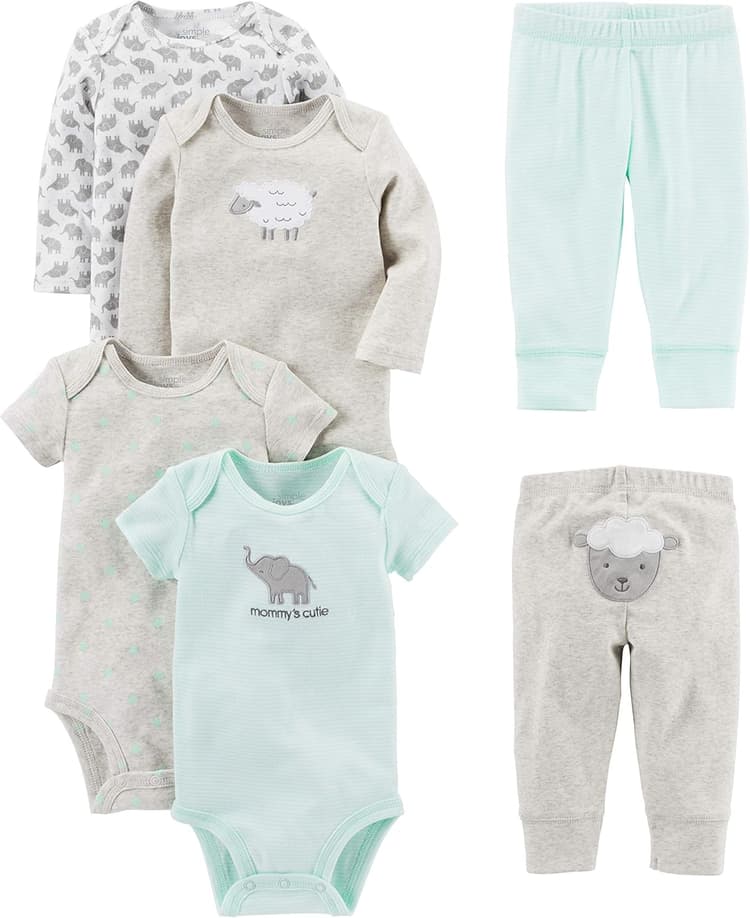 Simple Joys by Carter's Baby 6-piece Bodysuits (Short and Long Sleeve) and Pants Set