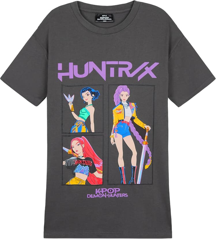 KPop Demon Hunters Officiel T-Shirt Fille & Ado, Tshirt à Col Rond Doux, Tenue Kpop Idee Cadeau