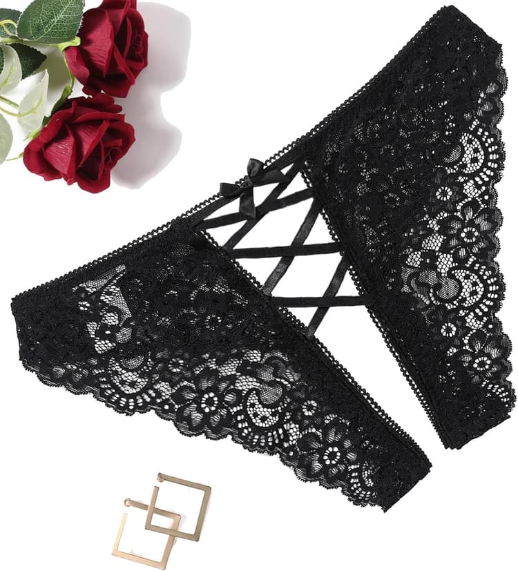 Avidlove Panties for Women Sexy Cheeky Underwear Criss Cross Lace Hipster Panty