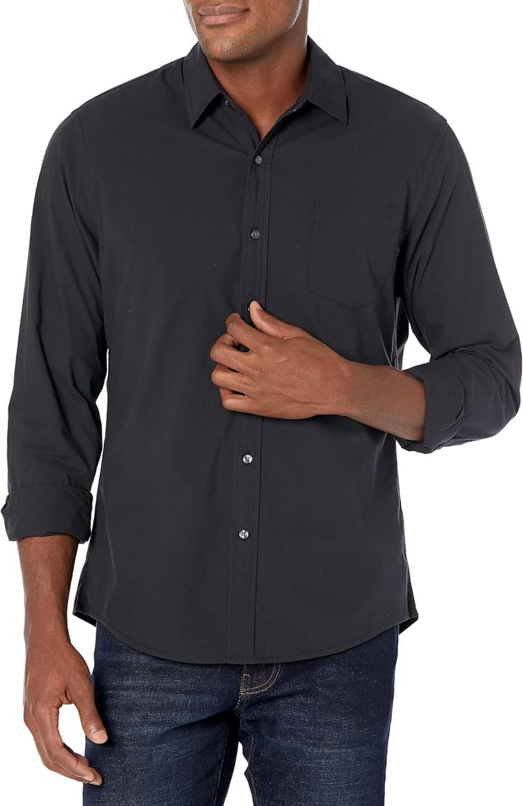 Amazon Essentials Homme Chemise en Popeline à Manches Longues Coupe Ajustée