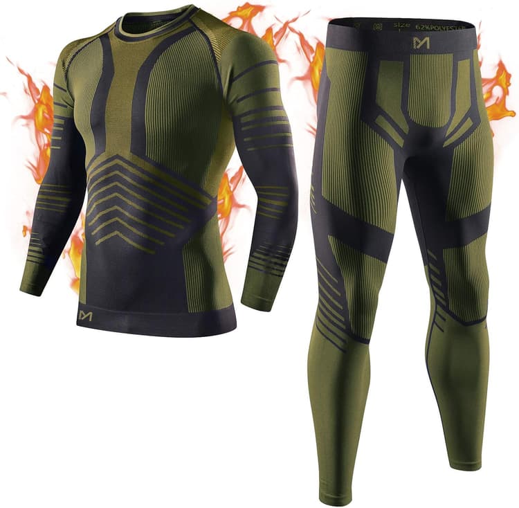 MEETYOO sous Vetement Thermiques Homme, Manche Longue Tee Shirt Thermiques Legging Sport Base Layer sous-Vêtements Ski pour Running Randonnée