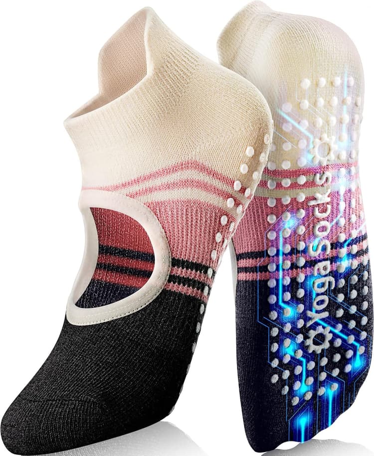 Pilates Socks for Women Grip Yoga Non Slip Socks for Barre Dance Workout Hospital