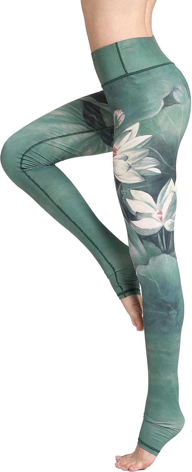 FLYILY Leggings d'entraînement pour Femmes Pantalons de Yoga à Haute Taille, Motif Aquarelle