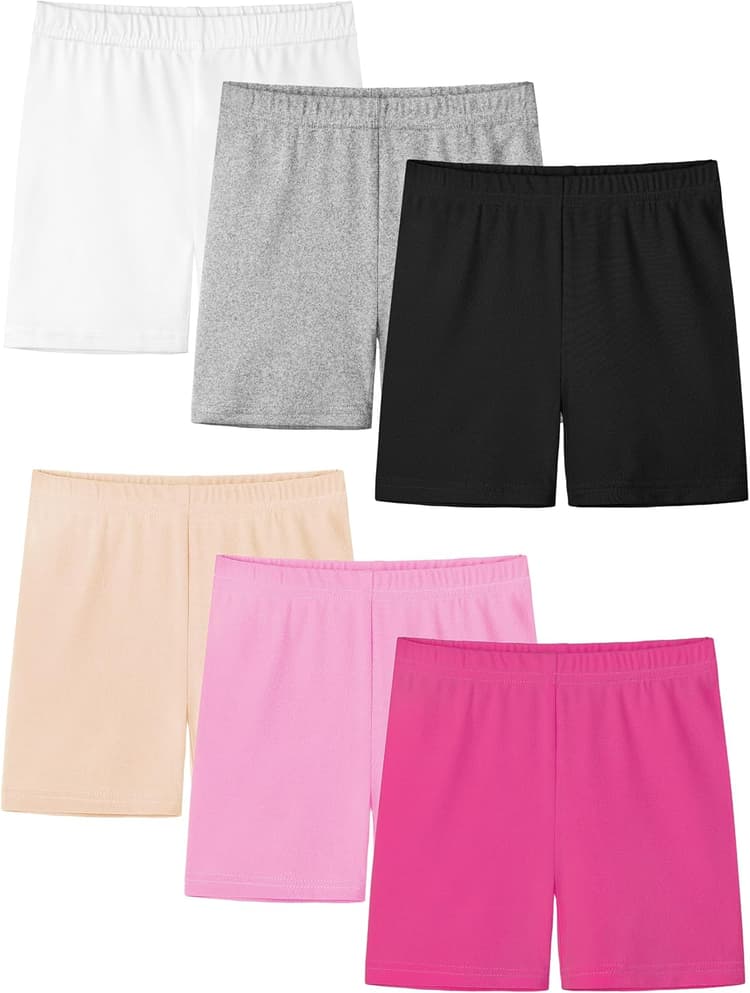 Resinta 6 Pack Girls Bike Shorts Under Dress Dance Cartwheel Shorts for Toddler Kids Summer Clothes Multicolor