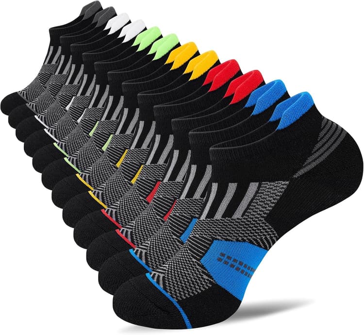 Mens Low Cut Ankle Socks, Moisture Wicking Cotton Casual Short Socks, Breathable ＆ Comfy, 6 Pairs