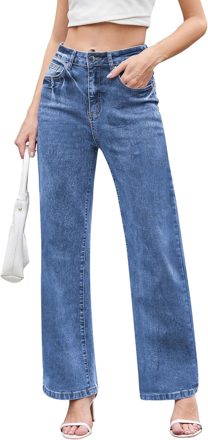 Jeans for Women Trendy High Waisted Straight Jeans Loose Wide Leg Stretchy Denim Pants with Pockets 2025 Fashion