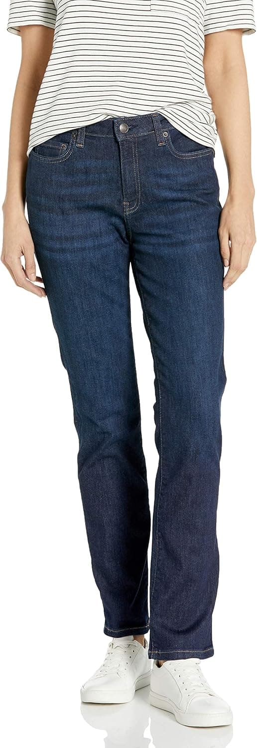 Amazon Essentials Femme Jean Droit Slim Taille Mi-Haute - Couleurs abandonnées