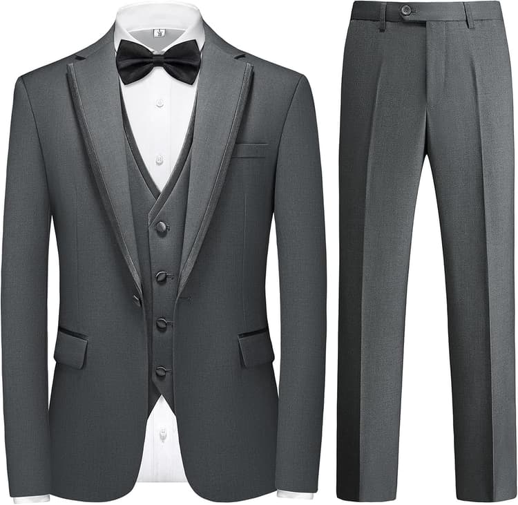 Tuxedo Suits for Men 3 Piece Regular Fit Formal Set Notch Lapel Suit Jacket Pants for Wedding Business