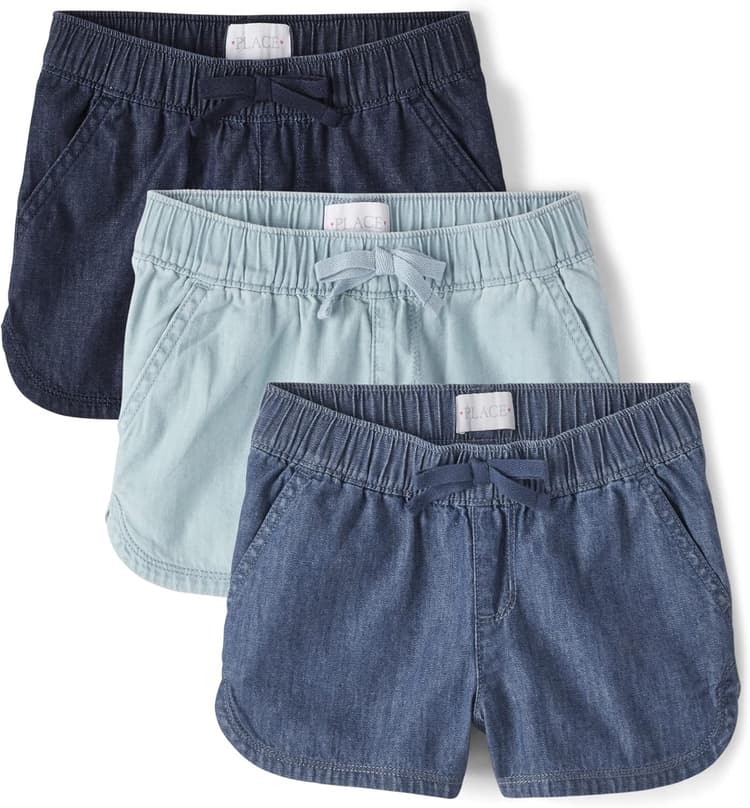 The Children's Place Girls' Denim Pull on Shorts