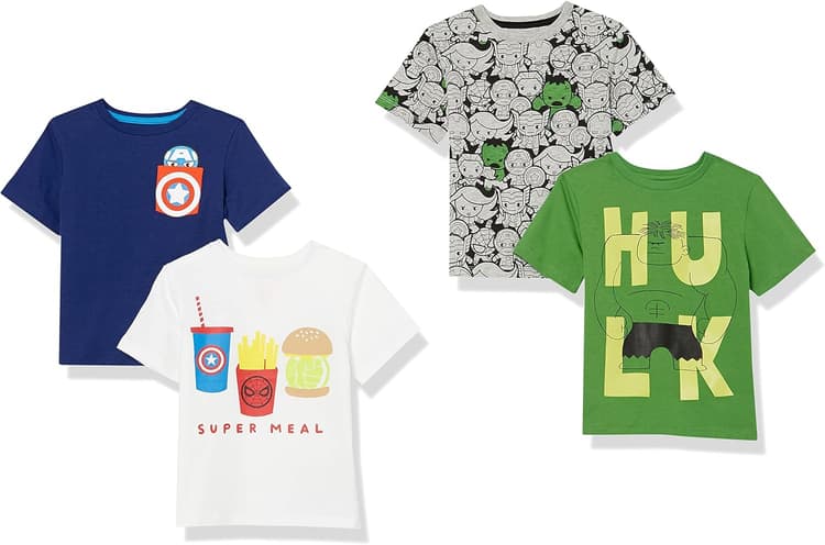Amazon Essentials Disney | Marvel | Star Wars Boys and Toddlers' Short-Sleeve T-Shirts (Previously Spotted Zebra), Multipacks