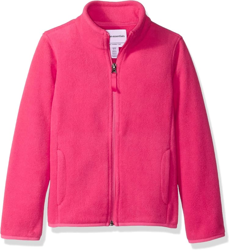 Amazon Essentials Girls and Toddlers' Polar Fleece Full-Zip Mock Jacket, Insulated