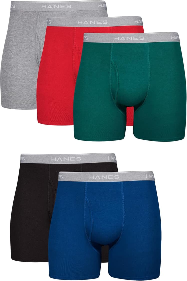 Hanes mens Underwear Boxer Briefs Pack, Cool & Breathable Cotton Moisture-wicking Underwear for Men, No Ride Up