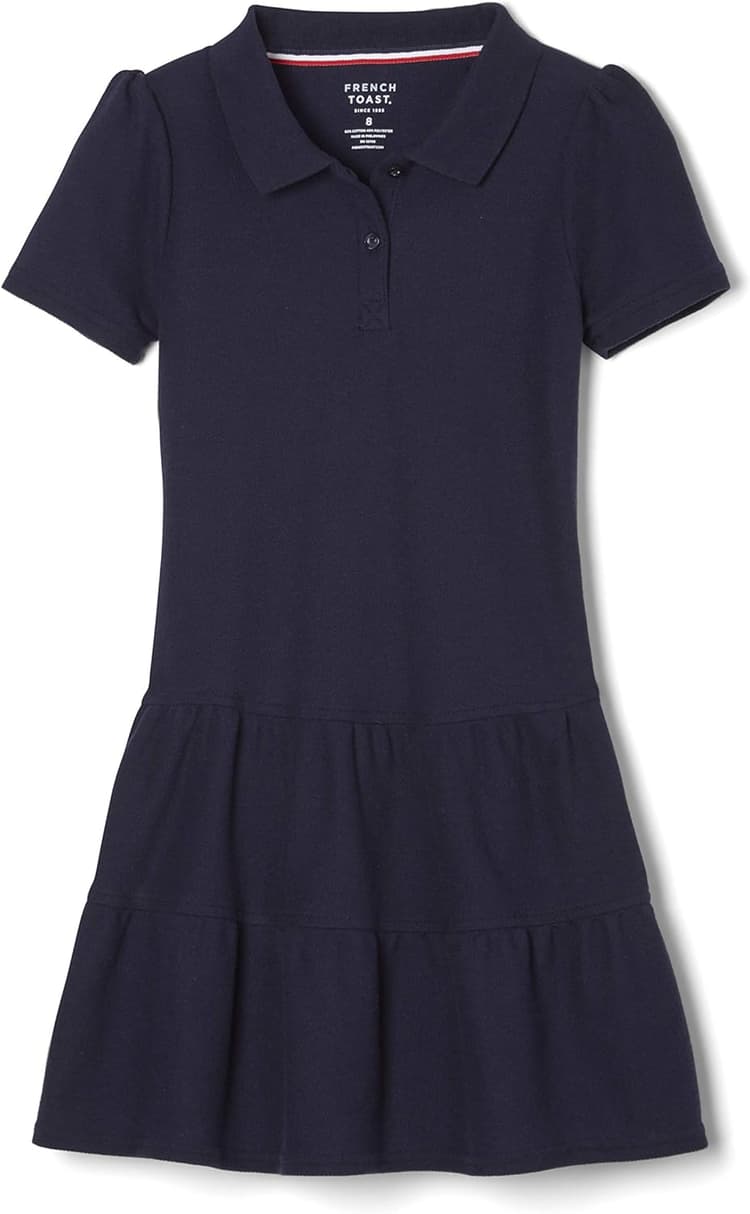 French Toast Girls Ruffle Pique Polo School Uniform Dress