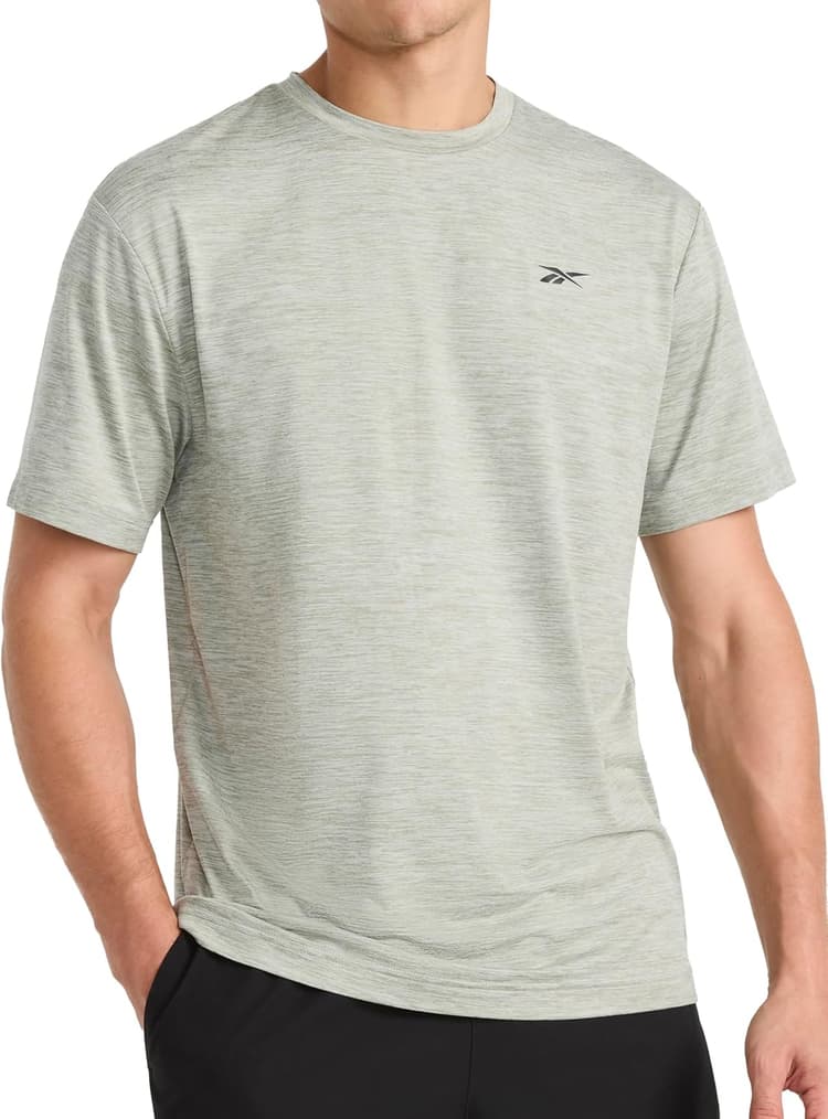 Reebok Men's Strike Short Sleeve Crewneck T-Shirt, Standard Fit, Lightweight Stretch Poly Jersey Fabric