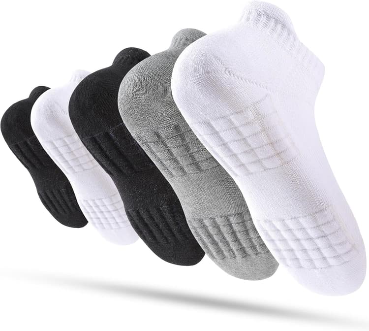 Women's Ankle Athletic Running Socks, Cotton Cushioned Anti-Blister Breathable Socks (5 Pairs)