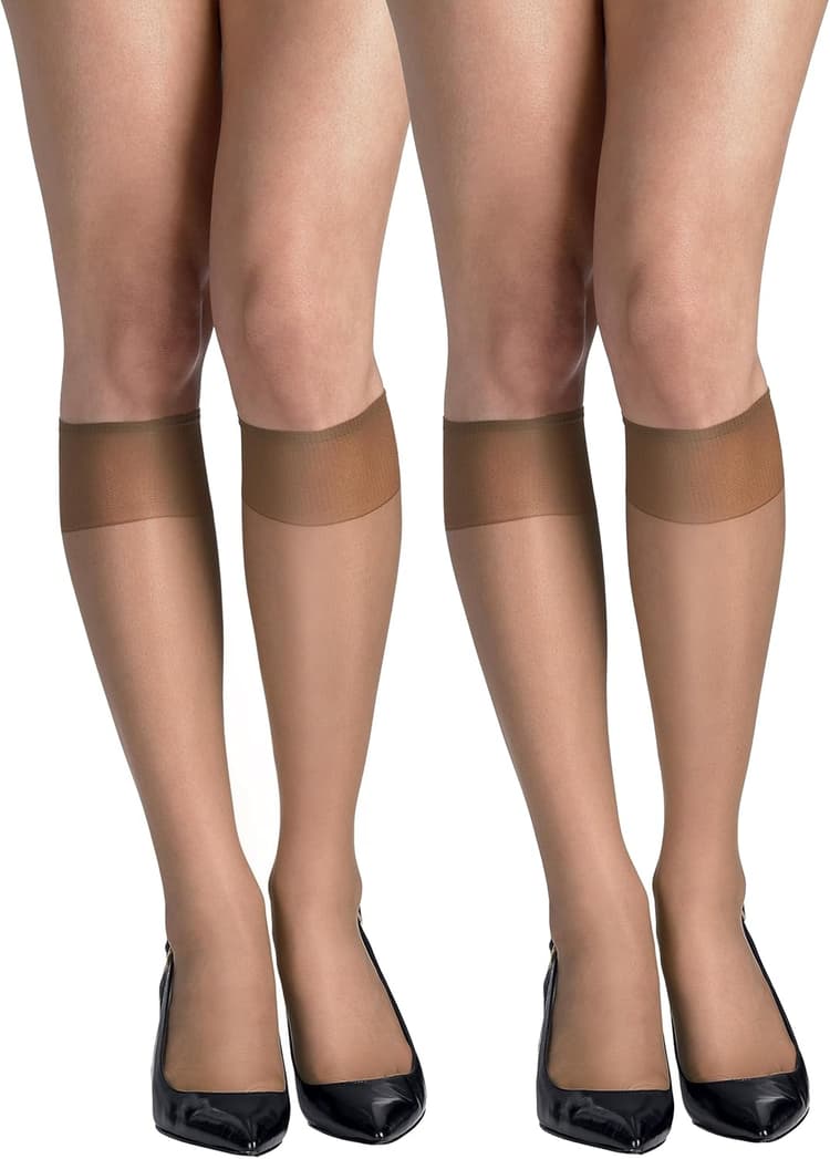 Hanes Silk Reflections Women's Sheer Toe Silky Sheer Knee-High Stockings