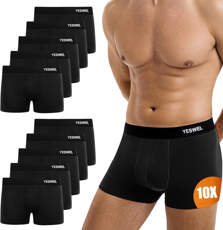 Boxer Homme Lot de 10,Coton Calecon,Doux et Respirant,sans Étiquette sous-Vêtement,avec Ceinture Élastique (S - 4XL)
