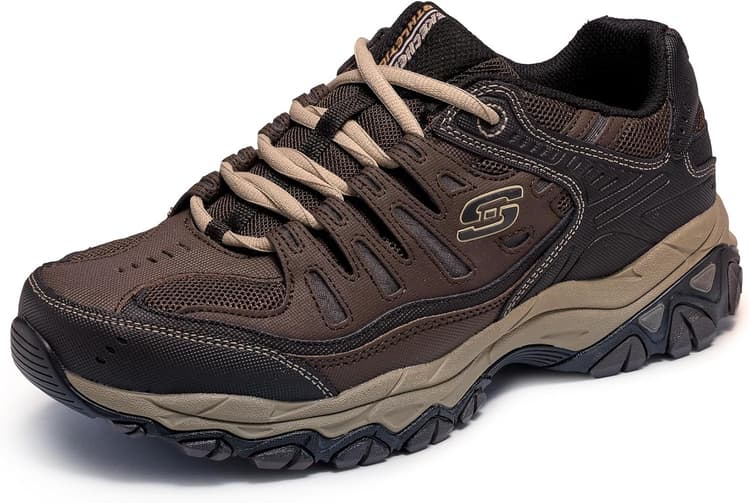 Skechers Men's Afterburn M. Fit Fashion Sneakers - Leather Upper, Memory Foam Insole, Rubber Outsole