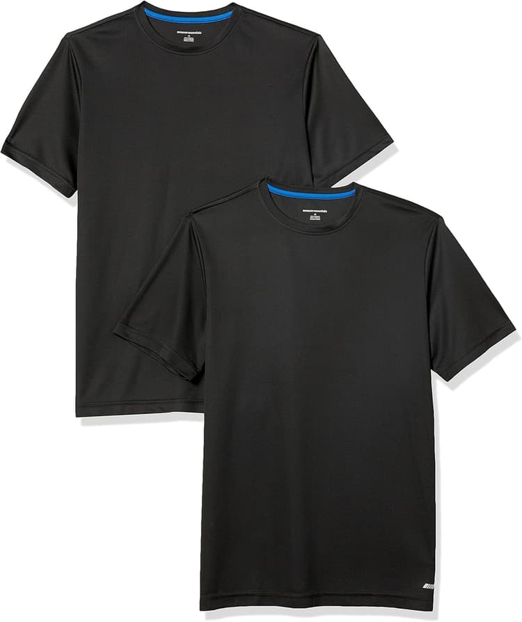 Amazon Essentials Men's Moisture Wicking Breathable Active Performance Tech T-Shirts, Pack of 2
