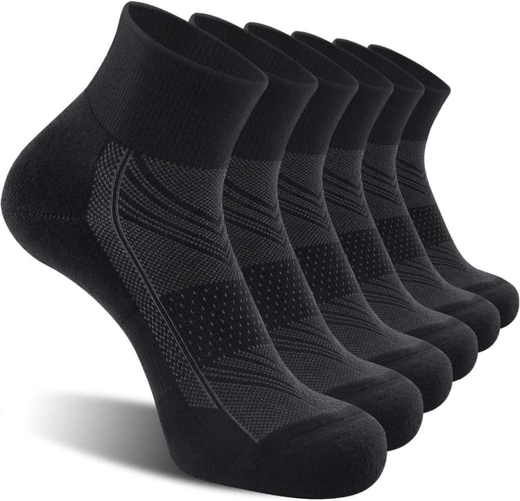CS CELERSPORT 6 Pack Men's Ankle Socks with Cushion, Sport Athletic Running Socks