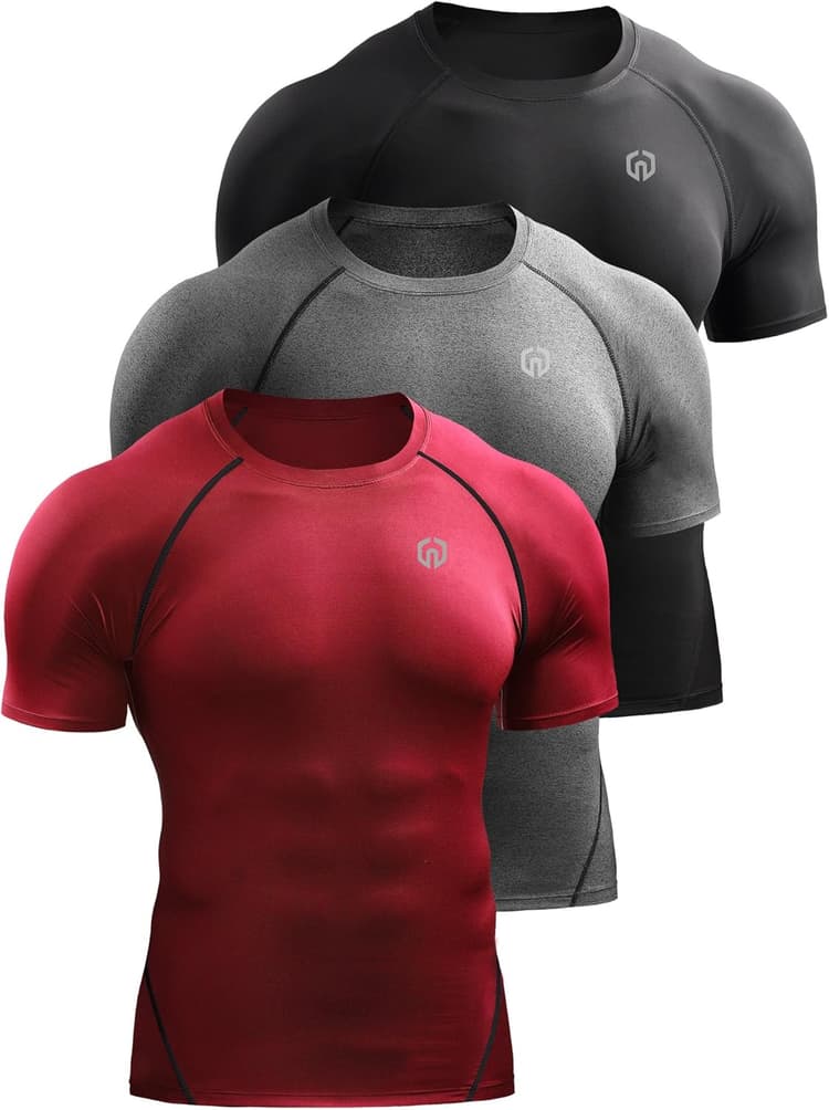 NELEUS Men's 3 or 4 Pack Workout Athletic Compression Shirts