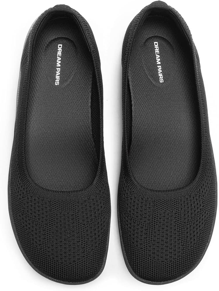 DREAM PAIRS Women's Ballet Flats Dressy Arch Support Wide Toe Box Knit Flats Comfortable Round Toe Slip On Travel Work Business Office Barefoot Shoes