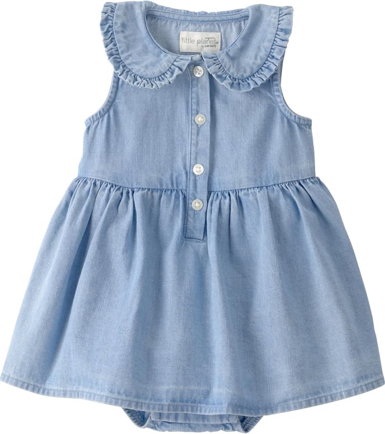 Little Planet by Carter's Girl Dress Made with Organic Cotton, Blue Wash, NB