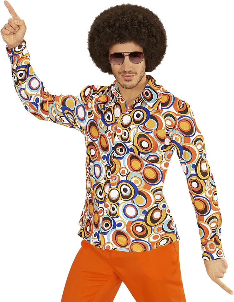 W WIDMANN Milano Mode Festive - Chemise années 70, Chemise pour Homme, Style Disco, Costumes de Carnaval