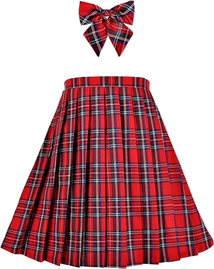 Sunny Fashion Robe Fille Col en v Plissé Ourlet Uniforme Scolaire 6-14 Ans