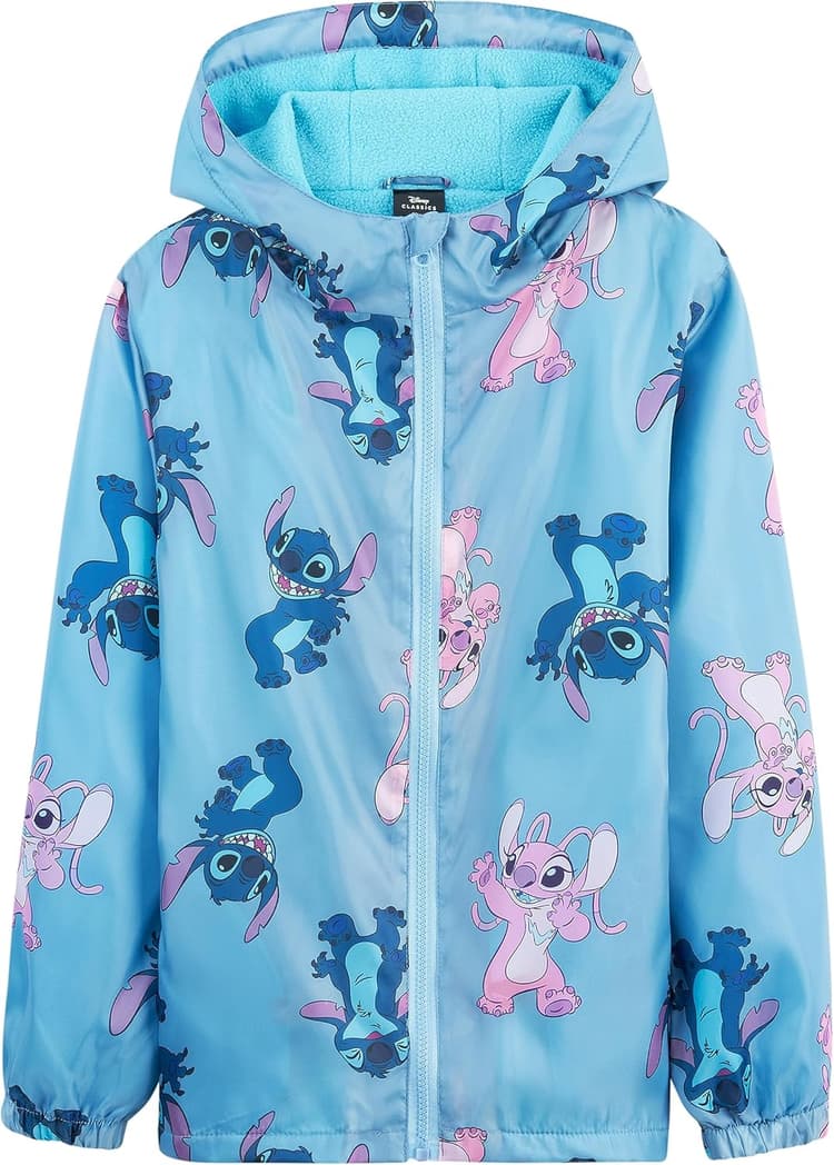 Disney Veste Stitch, Impermeable Enfant Fille, Veste de Pluie Enfant avec Doublure en Polaire, Vêtement Enfant Fille Ado 4-14 Ans