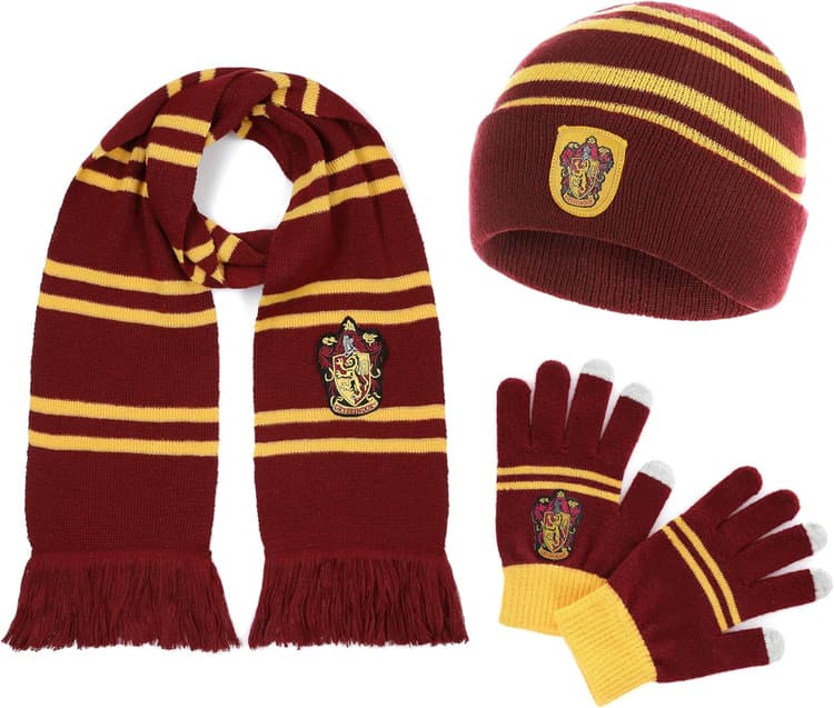 Harry Potter Écharpe officielle Gryffondor, bonnet et gants - Ensemble d'accessoires pour femmes et enfants - Cadeau et accessoires de costume de Poudlard