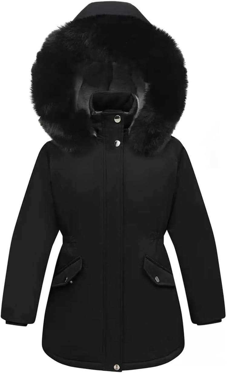 Générique Manteau Enfant Fille Capuche Coupe-Vent Chaude Manteau Manche Longue Doux Automne-Hiver Doudoune Zippée Légère Décontracté Blouson Vacances Sport Enfant Fille Vêtements D'extérieur