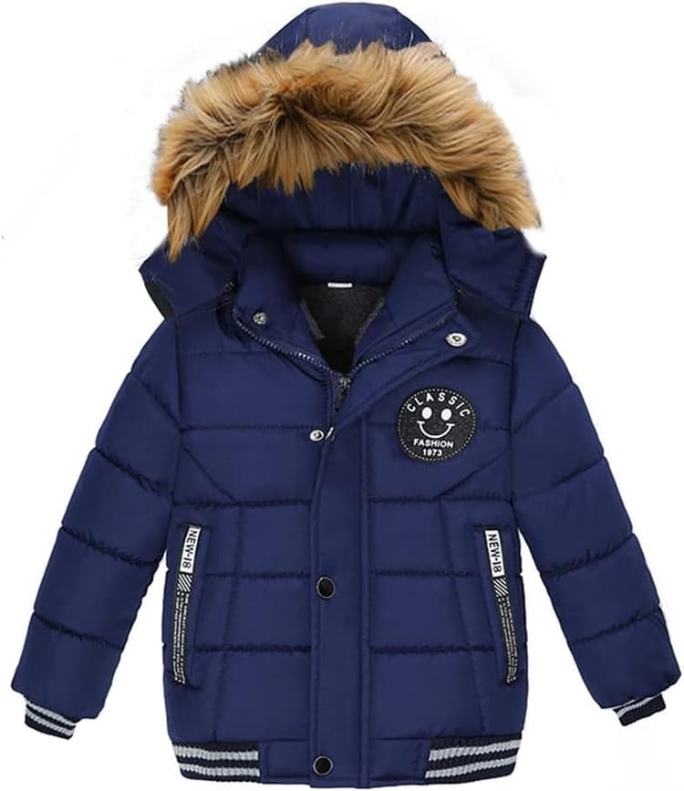 Blouson Manteau Fourrure Chaud Enfant Garçon Bébé Ski Vêtement Doudoune à Capuche Veste à Manches Longues Chaud 1-5 Ans