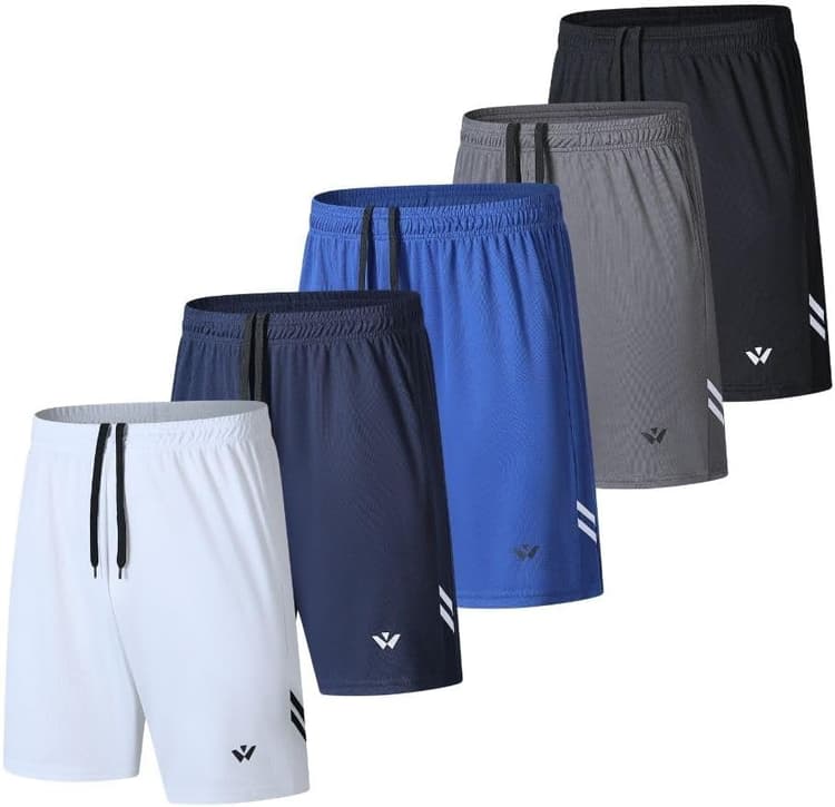 Lot de 5 shorts de sport pour homme avec poches et taille élastique, séchage rapide, shorts de course à pied