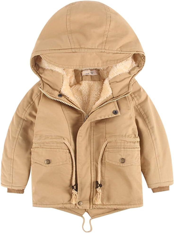 Garçon Hiver Manteau Parka Blousons avec Capuche Doublure Polaire 3-9 Ans