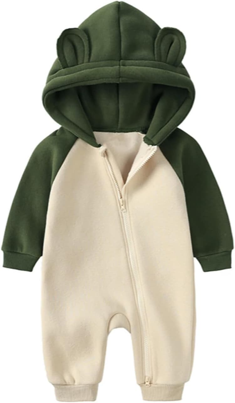 nouveau-né bébé garçons filles barboteuse une pièce à manches longues ours oreille à capuche combinaison enfant en bas âge printemps automne body