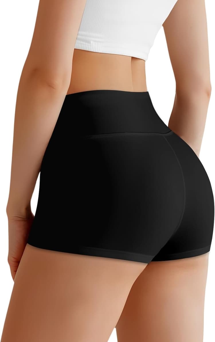 Shorty Taille Haute pour Femme, Anti-Transparent Hot Pant de Sport, Anti-Frottement Push Up Mini Leggings Confortable Respirant Yoga Fitness Course à Pied Cyclisme Entraînement