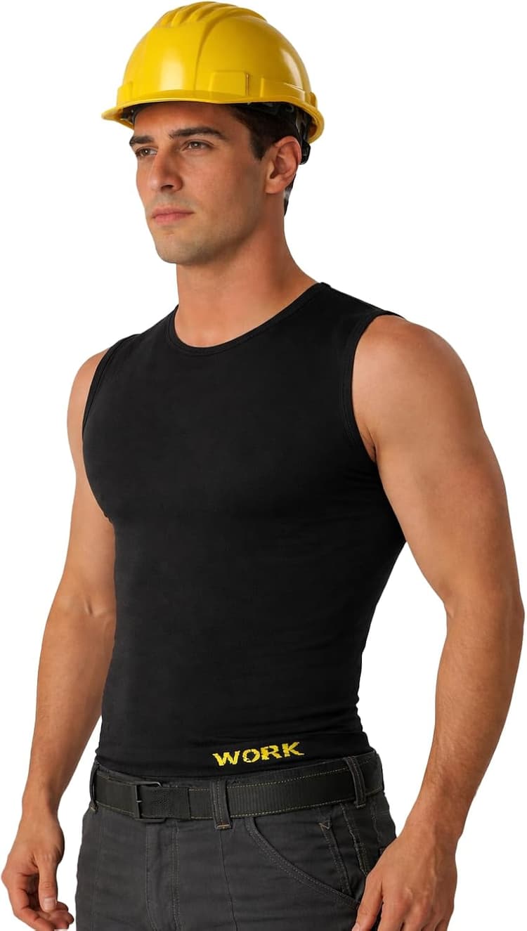 Débardeur Thermique Homme sans Manches de Travail - sous Vetement Thermique Homme, Technique, Elastique, sans Coutures ni Étiquettes - Made in Italy