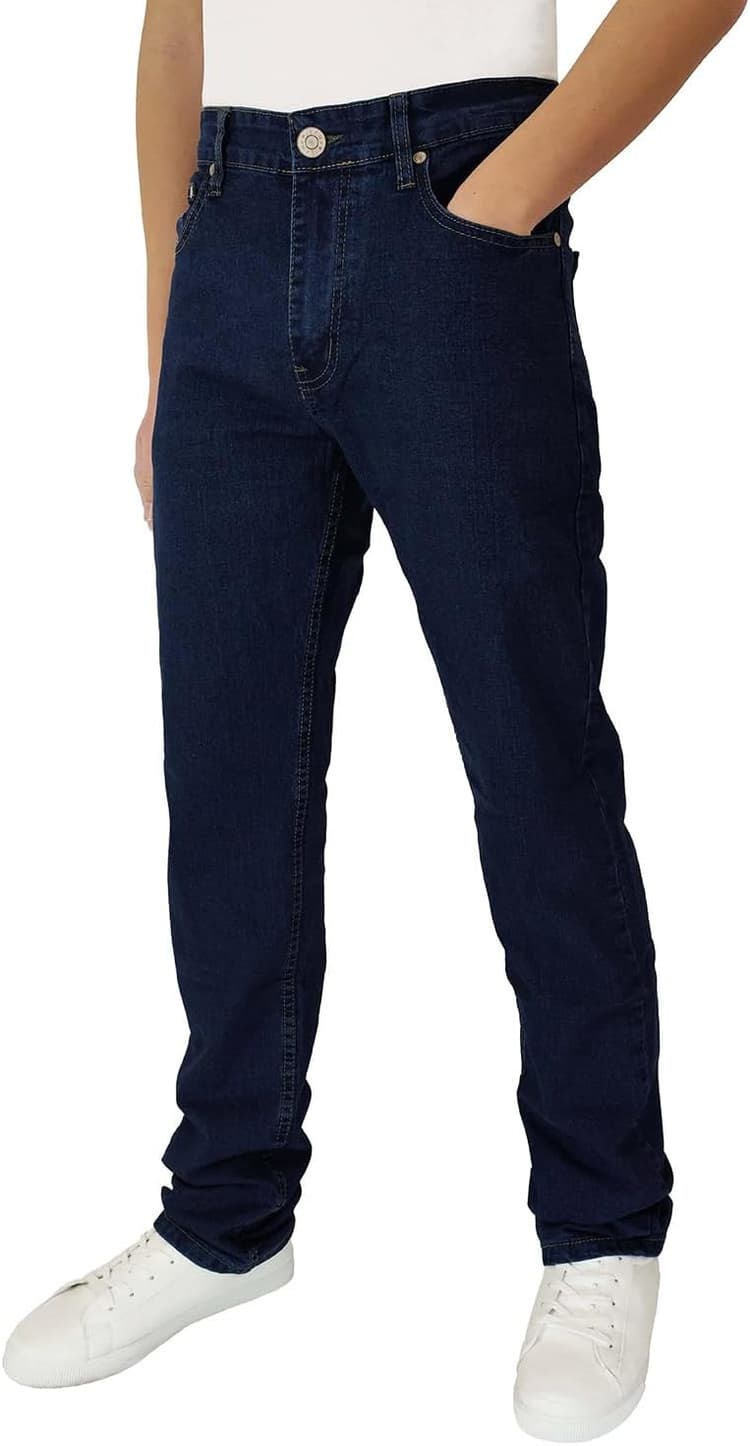 Mastino Jeans Homme 5 Poches Denim Pantalon Coupe Regular Jambe Droite Stretch Taille Haute