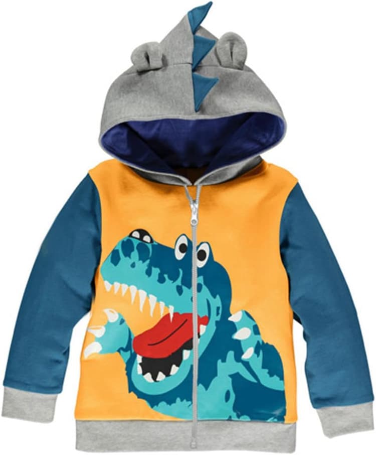 LitBud Bambin Garçons sweat à capuche Veste de dessin animé Dinosaure Fermeture éclair Packaway Printemps Manteau pour les enfants 1-7 ans