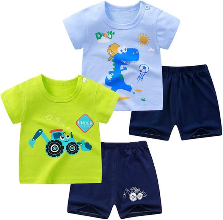 Ensemble t-shirt à manches courtes et short pour garçon, tout-petit - Motif dinosaure - Pyjama court pour enfants de 1 à 6 ans